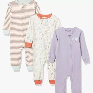 Amazon Essentials Toddler Girl’s 3-pack Snug Fit Sleeper Pajamas